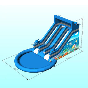 Phổ biến trên mặt đất di động chất lượng cao <span class=keywords><strong>Inflatable</strong></span> cá heo công viên nước trượt với hồ bơi cho trẻ em để bán - Product Image 6