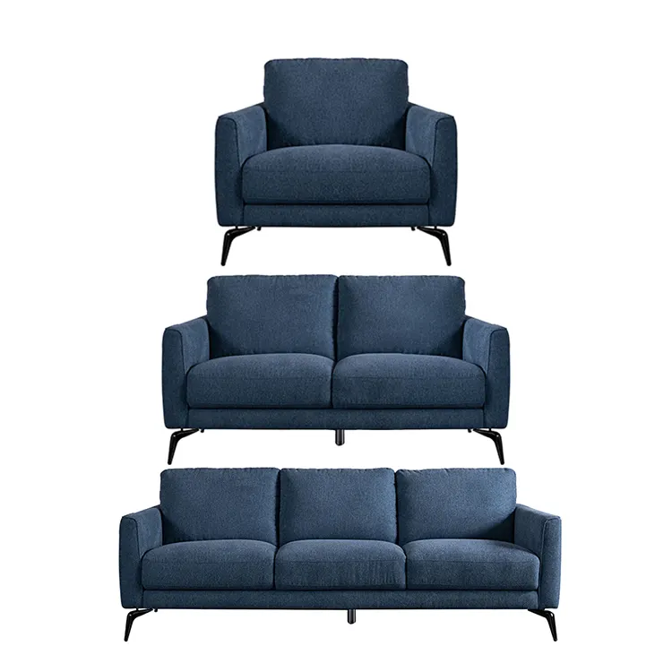 2021 Hot Koop Comfy Hoge Kwaliteit Blauwe Woonkamer 3 2 1 Ontwerpen Textiel Stof Sofa Set