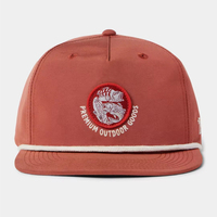 Gorra Umpqua 256 de Visera Plana con Cierre Ajustable, Bordado Personalizado de Camarón y Tiburón, Gorra de Hombre de Corona Media con Cuerda, Tela de Nylon, Gorra Sin Estructura