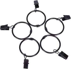 Ganci per tende personalizzati anelli per tende antiruggine con clip clip per tende solide in metallo con ganci decorativi per anelli - Product Image 3