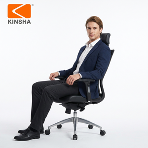 เก้าอี้สำนักงานผู้บริหาร KINSHA หนัง PU พนักพิงสูง ที่วางแขนปรับได้ เก้าอี้หมุนตามหลักสรีรศาสตร์ ฐานโครเมียม - Product Image 1