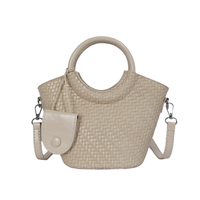 Sac à main élégant en tissu tressé avec poignée anneau, sac à bandoulière décontracté pour femme, idéal pour le bureau
