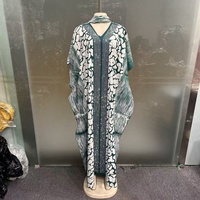 Nouvelle Tendance : Kaftan Boubou Ethnique Ample à Col en V, Imprimé Africain Noir et Blanc, en Polyester Infroissable, avec Dentelle, Grande Taille, Élégant pour Soirée
