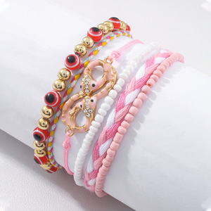Vente chaude Infini Symbole <span class=keywords><strong>Bracelet</strong></span> Élastique Personnalisé Couleur Multicouche À La Mode Polyvalent Perle Chaîne <span class=keywords><strong>Bracelet</strong></span> Ensemble - Product Image 2