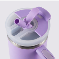 Taza termo de acero inoxidable 304 de gran capacidad de 40oz, taza portátil con asa de Color sólido Simple con tapa de pajita