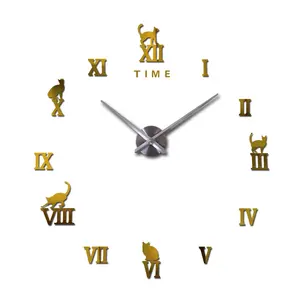 vintage นาฬิกาขนาดใหญ่ Suppliers-2019ตัวอักษรเวลาตกแต่งบ้านผนังนาฬิกาวินเทจควอตซ์ Diy กระจกสติกเกอร์นาฬิกาขนาดใหญ่