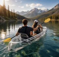 Kayak transparent en PC pour 2 personnes, double siège, canoë transparent pour les sports nautiques et la photographie en station balnéaire