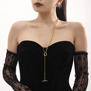 สร้อยคอแบบหนีบบล็อกสียาวสำหรับฤดูใบไม้ร่วงและฤดูหนาวทำจากสเตนเลสสตีลแบบไม่ทำให้เสื่อมเสีย - Product Image 1