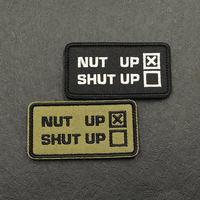 Patch moral tactique brodé NUT UP SHUT UP avec boucle auto-agrippante, alphabet, pour accessoires vestimentaires d'extérieur