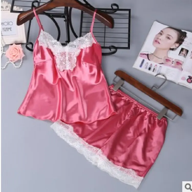 China Atacado Sites Sexy Mulheres Simples Silk Satin Homewear Senhoras Lace Bodysuit Sexy Lingerie