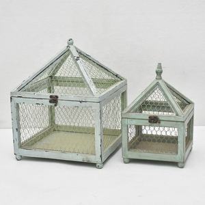 Su misura all'ingrosso Shabby Chic rustico Vintage Mini metallo filo di <span class=keywords><strong>legno</strong></span> serra struttura fredda giardino fiore piantina scatola di coltivazione casa - Product Image 1