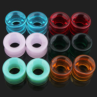 Lot de 10 bouchons de tunnel d'oreille en verre unisexe creux double évasé jauges de chair d'oreille