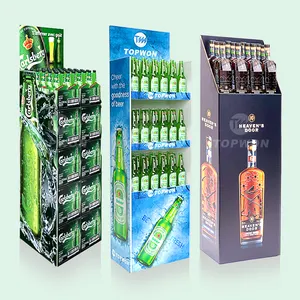 Supermarket Cardboard Beverage Beer Can Wine Soft Drink Display Stand Beer Beverage Liquor Store Bottle Wine Display Rack