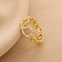 Micro-ensemble de bague ajourée en Zircon pour femme et mineur, anneau ouvert de luxe à la mode, Style Cool, réglable
