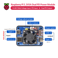 Modul Daya PD Ganda 5V5A Khusus untuk Raspberry Pi 5, Input Tegangan Lebar 924V / Input PD dan Output PD Ganda