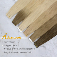 Extensions de cheveux naturels Remy à double trame européenne, extensions de cheveux à bandes adhésives