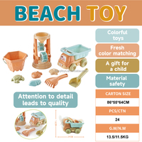 Ensemble de 9 chariots de plage d'été pour l'extérieur, avec voiture de dessin animé et accessoires en plastique moulé, idéal pour le jeu de sable des enfants de 2 à 13 ans