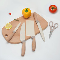 Couteau de cuisine TOALLWIN, couteaux en acier inoxydable avec manche en bois, ensemble de couteaux de chef avec support en plastique