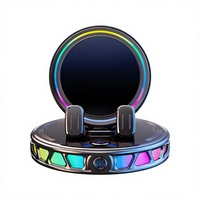 Support de chargeur de voiture sans fil 15W |   Serrage automatique |   Charge rapide |   Rotation à 360° |   Lumière ambiante |   Support de microphone |   RGB |   Type-C