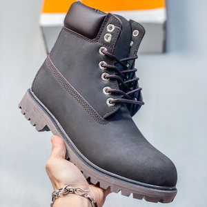 Botas de Tobillo de Cuero de Lujo para Hombre, Diseño de Alta Gama, Impermeables, con Cordones, Estilo Workwear, para Exteriores y Uso Casual - Product Image 4