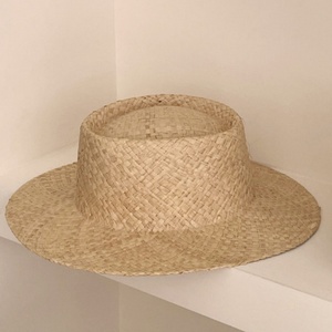 Wholesale <b>Flat</b> Brim Raffia Straw <b>Hat</b> for Women Fashionable Sunshade Straw Sun <b>Hat</b> Vacation Holiday Beach Panama Jazz <b>Hat</b> - Product Image 5