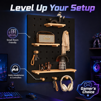 Organizer Dinding Pegboard Kayu, Penyimpanan Dinding untuk Ruang Gaming, Display Dinding Modular Komersial, Ukuran & Bentuk yang Dapat Disesuaikan