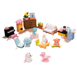 Miniatur-Harzfiguren Puppenhaus-Zubehör Küchen- und Badezimmermöbel-Set mit Kühlschrank Waschmaschine Spielzeug-Ornament für - Product Image 4