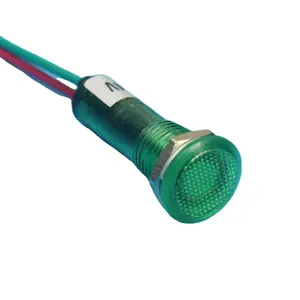 10mm Plastic Indicator Light Signal Lamp with Pin Terminal Flat Head 3-220V Red Yellow Green Plastic Neon Indicator Pilot lamp