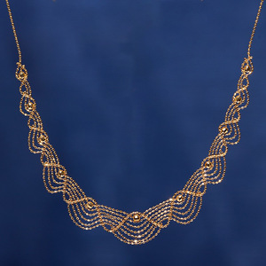 Collana in rame placcato oro 18 carati con motivo a onde e pizzo, catena <span class=keywords><strong>italiana</strong></span> regolabile, accessorio alla moda per la clavicola da donna - Product Image 1