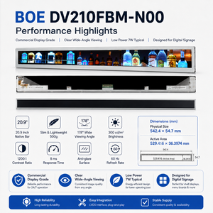 หน้า<span class=keywords><strong>จอ</strong></span> LCD แบบยืดขนาด 20.9 นิ้ว รุ่น BOE DV210FBM-N00 ความละเอียด 1920x132 พอร์ต LVDS 40 พิน สำหรับเมนูดิจิทัล ป้ายโฆษณาเชิงพาณิชย์ - Product Image 4