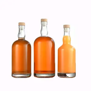 Factory Produced Custom 500ml 750ml 1000ml Clear Empty Glass Liquor Beverage Wine in Stocked