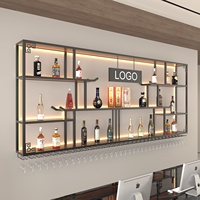 Nouveau porte-bouteilles mural en bois de style chinois, armoire de rangement murale pour magasin commercial, présentoir suspendu avec verres à vin