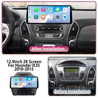 Lecteur multimédia automobile 12,9 pouces pour Hyundai IX35 2010-2015, CarPlay, Android Auto, Mirror Link, GPS Navi, 2K AHD, DSP, stéréo, cadre 12,3 pouces