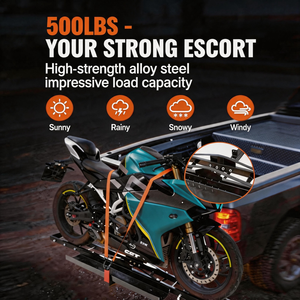 Support de chargement pour moto avec attache de remorquage 2 pouces, capacité 500 LBS, en acier robuste, pour moto tout-terrain, scooter, chaîne de sécurité de fixation pour SUV, <span class=keywords><strong>camion</strong></span>, fourgonnette - Product Image 2