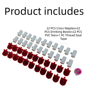 Kit <span class=keywords><strong>d</strong></span>'abreuvoirs anti-éclaboussures automatiques 22 stations pour volailles, avec biberons croisés, bols, raccords en PVC et ruban pour l'approvisionnement en eau <span class=keywords><strong>des</strong></span> poulets, canards, <span class=keywords><strong>lapins</strong></span> et cailles en ferme - Product Image 2
