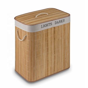 100 L khối lượng lớn hình chữ nhật tre tự nhiên gấp giặt <span class=keywords><strong>Hamper</strong></span> với nắp và túi có thể tháo rời - Product Image 3
