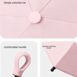 Parapluie de poche mini portable personnalisé à 5 plis et 6 baleines avec poignée anneau, protection UV, pour femme, soleil et pluie, cadeau, prêt à être expédié directement de l'usine - Product Image 4