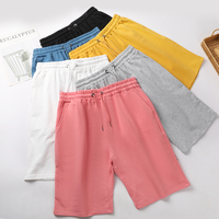 Pantalones Cortos Casuales de Algodón Puro de 280g al por Mayor, Pantalones Cortos de Playa de Color Sólido para Hombre y Mujer, Pantalones Capri, Pantalones de Longitud Media