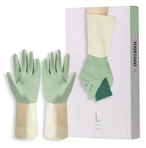 Cotone interno manica lunga bracciale caldo impermeabile in gomma cucina perfezione guanti per lavare i piatti per la pulizia della casa