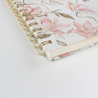 Carnet A5 à spirale avec couverture en papier imprimé Lys Rose, 100 feuilles, pour femme, bureau, école, papeterie – Collection Whispers Bloom