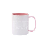 11 oz. Mug en céramique vierge pour sublimation, intérieur et poignée colorés, avec poignée en verre