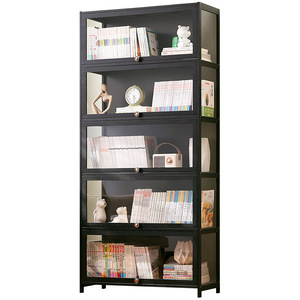 Étagère Eleven Dimensions 350 noire autoportante multi-niveaux avec portes pour la maison, le bureau et le salon - Product Image 5