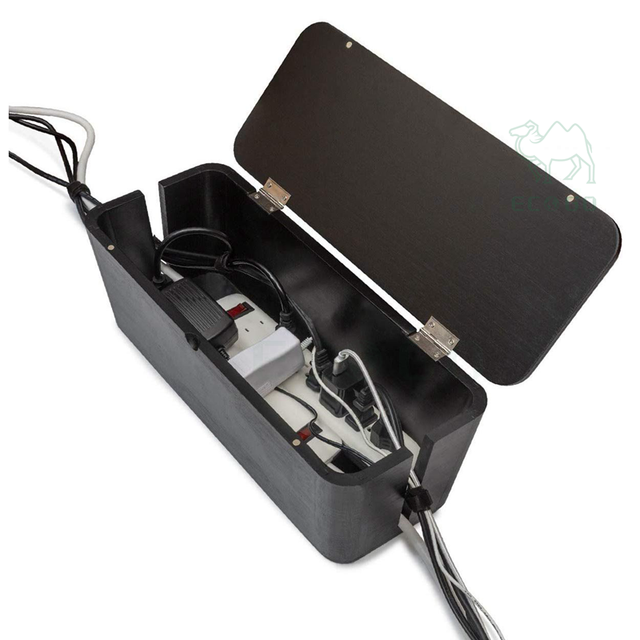 Bamboo Cable Management Box & Cord Organizer- Cable Organizer for Desk Home