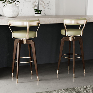 Tabourets de <span class=keywords><strong>bar</strong></span> pivotants de luxe modernes avec pieds en bois de frêne massif et structure métallique pour salles à manger, bars, hôtels, restaurants, cafés - Product Image 2