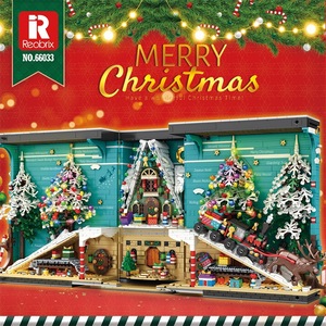 Reobrix 66033 Christmas Bookend Street Scene <b>Building</b> <b>Blocks</b> Educational Toy 800+ Pieces for Ages 8-13 - Product Image 5
