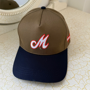 Venta al por mayor logotipo personalizado bordado dos tonos 5 paneles gorras de béisbol y sombreros de algodón ajustado Flex Fit Cap para hombres mujeres - Product Image 1
