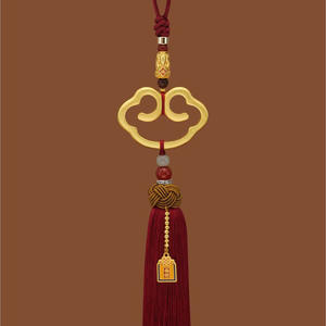 YL Colgante para Coche de Imitación de Latón con Borla de la Paz Ruyi, Adorno Colgante para Coche, Decoración de Espejo Retrovisor de Coche Pixiu en Oro Arena, de Alta Gama - Product Image 1