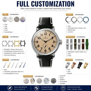 OEM ODM <span class=keywords><strong>Orologio</strong></span> al Quarzo <span class=keywords><strong>Militare</strong></span> da Pilota Vintage con Logo Personalizzato, Movimento Miyota 1L45, Quadrante Secondario Piccolo, Cassa da 41mm - Produttore - Product Image 2