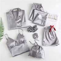 Ensemble de pyjama décontracté en satin de polyester tissé doux pour femmes, avec tissu respirant à séchage rapide et taille élastique