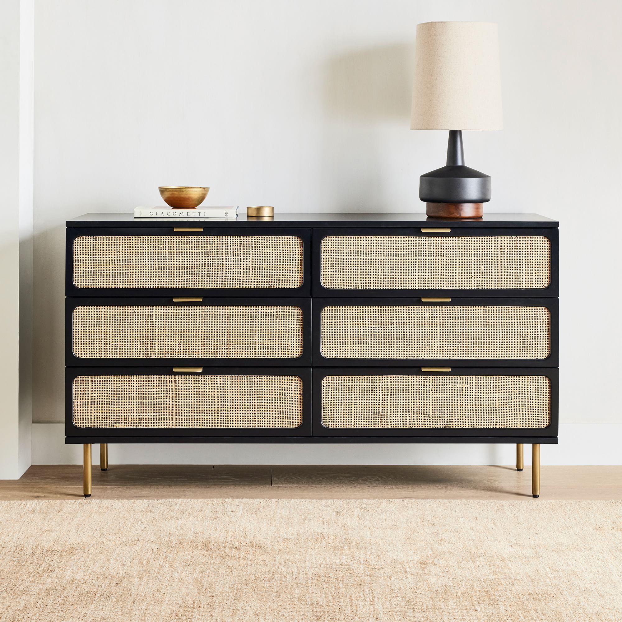 Modern in Ash Wood Structure Bedroom Metal Handle 6-Drawer Corner Furniture Double Wood Dresser